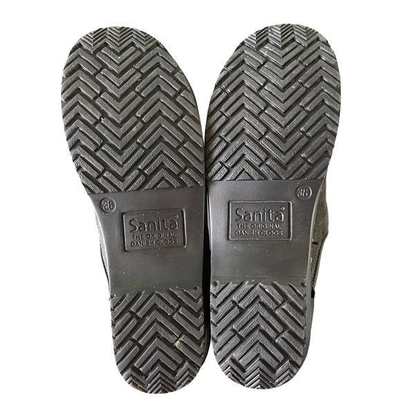 Sanita Original Clogs Black Textured Suede Professional Oiled Leather Size 7.5 - Picture 4 of 7